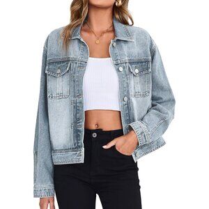 ClassicSky Blue Denim Jacket Casual Chic Look Stylish Cropped Short For Women